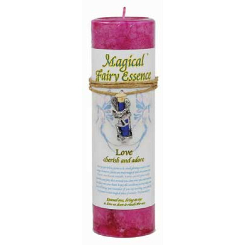 Love Pillar Candle with Fairy Dust Necklace 6 1/2"