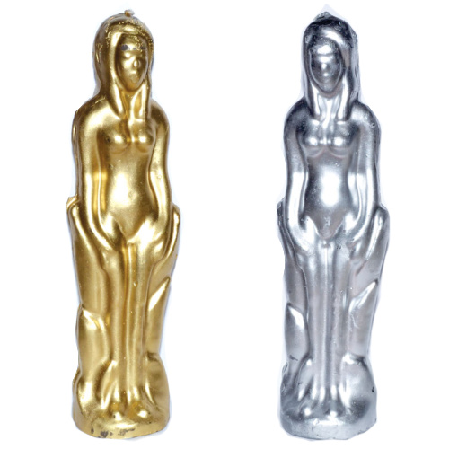 Silver or Gold Female Figure Candles 7"