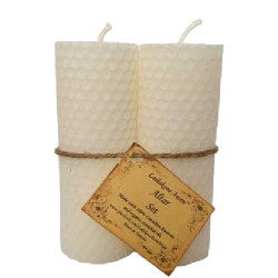 Lailokens Awen White Altar Set of Two 4 1/4" Beeswax Candles