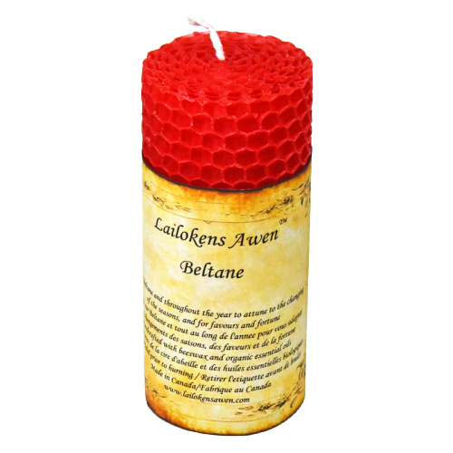 Lailokens Awen Beltane Sabbat 4" Beeswax Candle