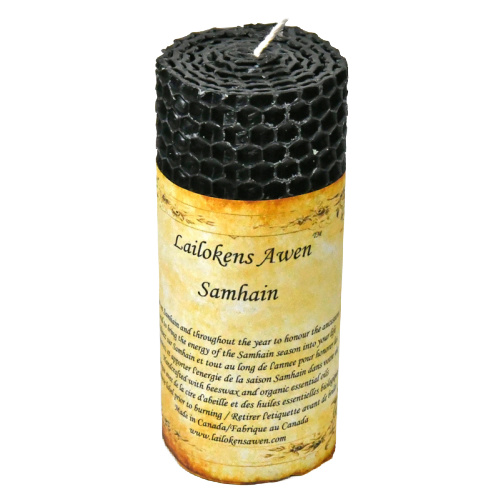 Lailokens Awen Samhain Sabbat 4" Beeswax Candle