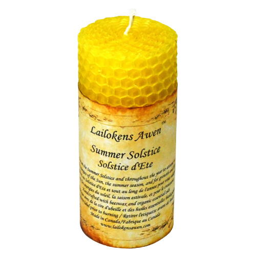 Lailokens Awen Summer Solstice Altar 4" Beeswax Candle