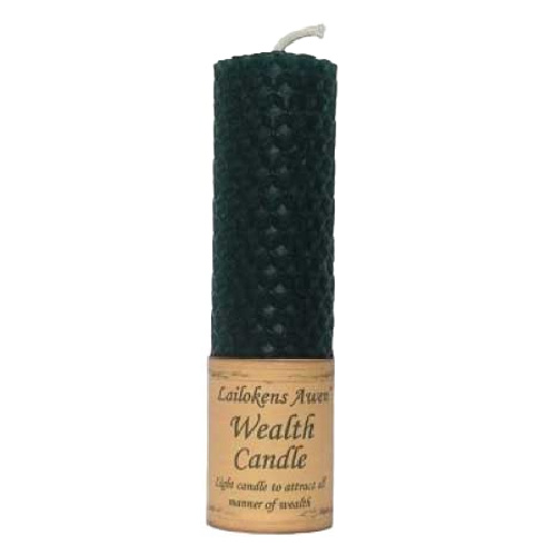 Lailokens Awen Wealth 4 1/4" Beeswax Candle
