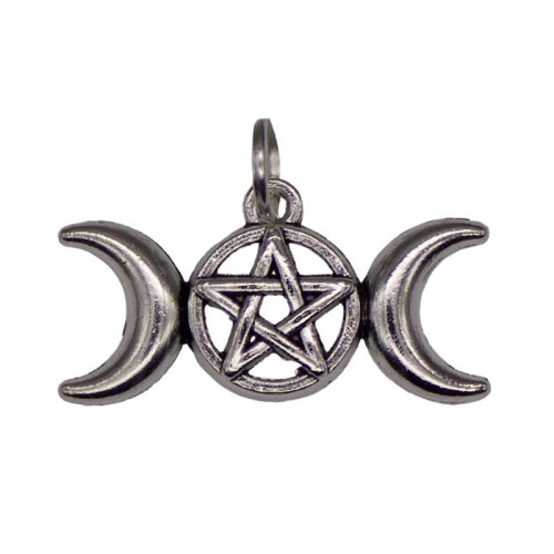 Triple Moon Pentagram Amulet 1 1/8"