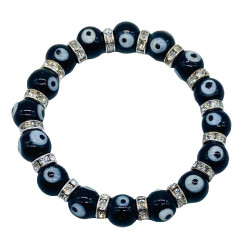 Evil Eye, Black 8mm Bracelet