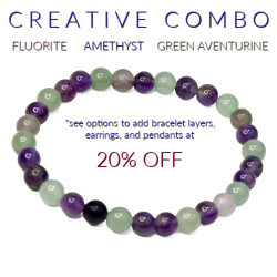 Fluorite, Amethyst, Green Aventurine 6mm Bracelet for Creativity