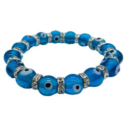 Evil Eye, Aqua 8mm Bracelet