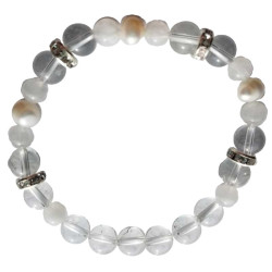 Quartz, Rainbow Moonstone, Pearl 8mm Bracelet