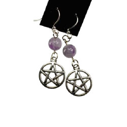 Amethyst Pentagram Earrings