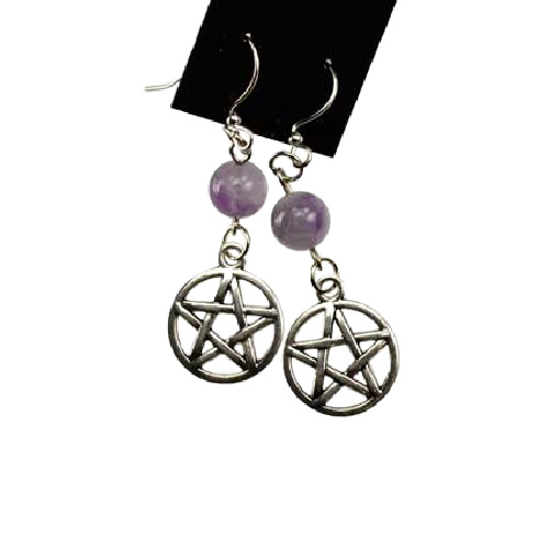 Amethyst Pentagram Earrings
