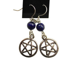 Lapis Pentagram Earrings