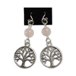 Rose Quartz Tree of Life Earrings