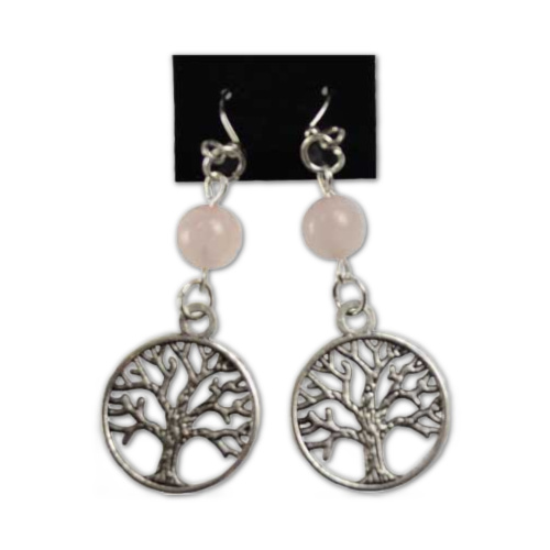 Rose Quartz Tree of Life Earrings
