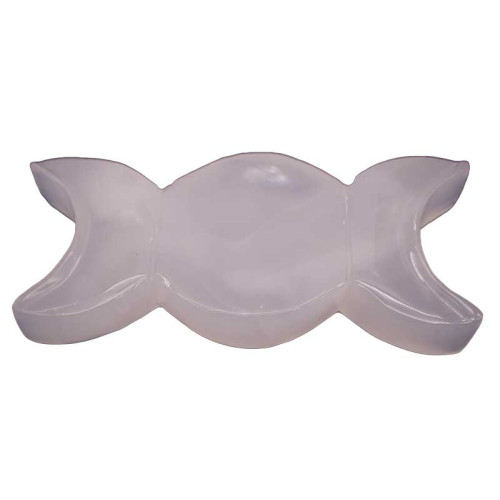 Pink Calcite Triple Moon 7" Offering Plate