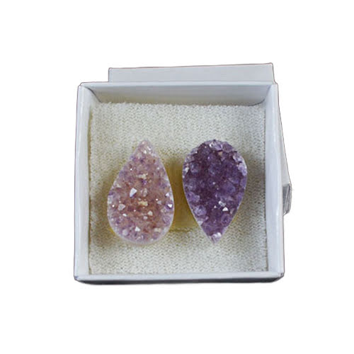 3/4" Amethyst Tear druse cabochon pair